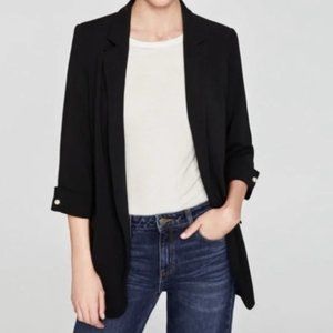 NWOT Zara Black Long Pearl Open Blazer